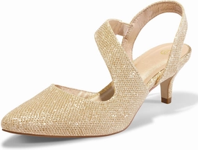 mysoft Women's Pumps 2 inch Low Heel Pointed Toe Slingback Wedding Party Dress Shoes