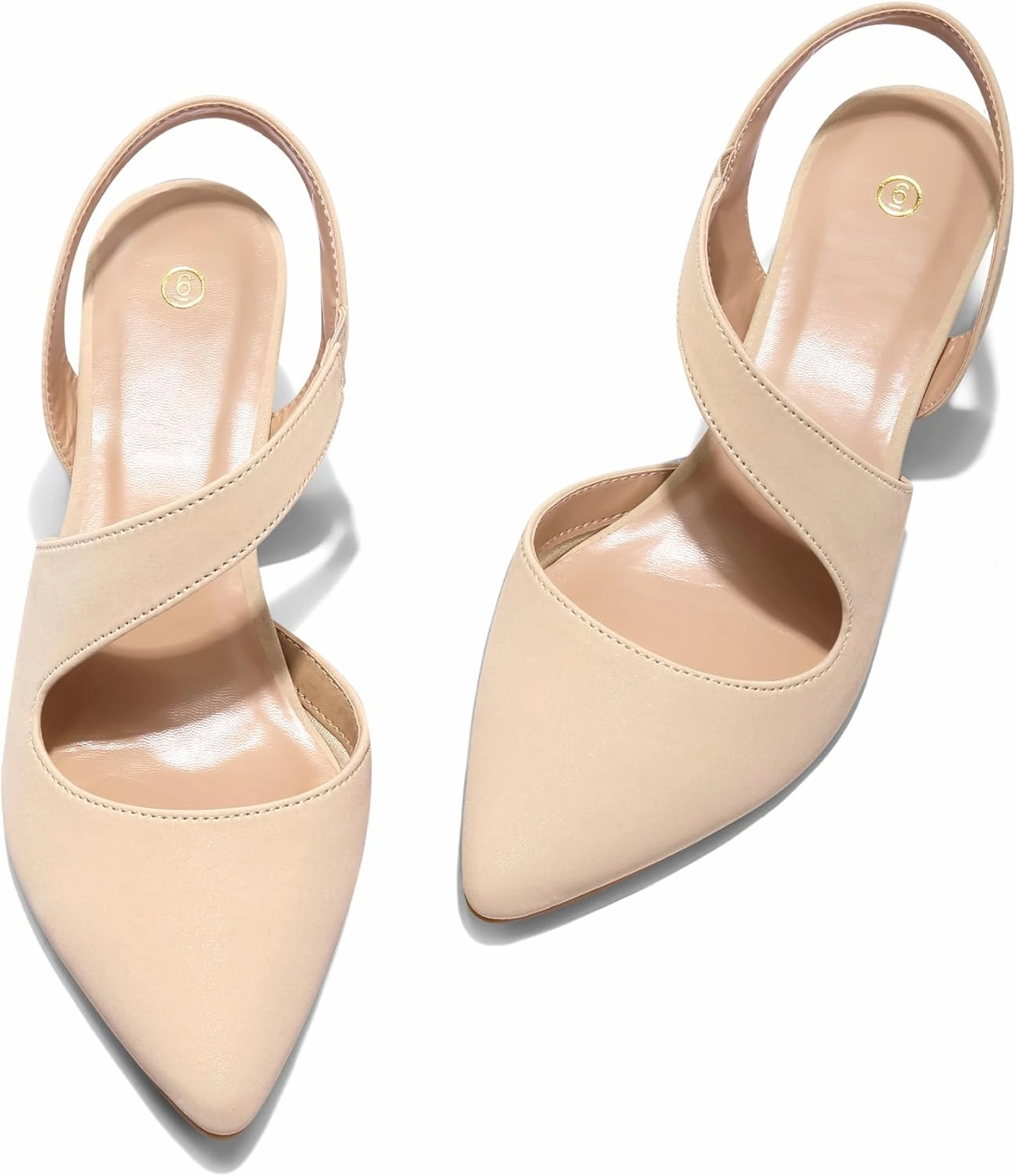 mysoft Women's Pumps 2 inch Low Heel Pointed Toe Slingback Wedding Party Dress Shoes