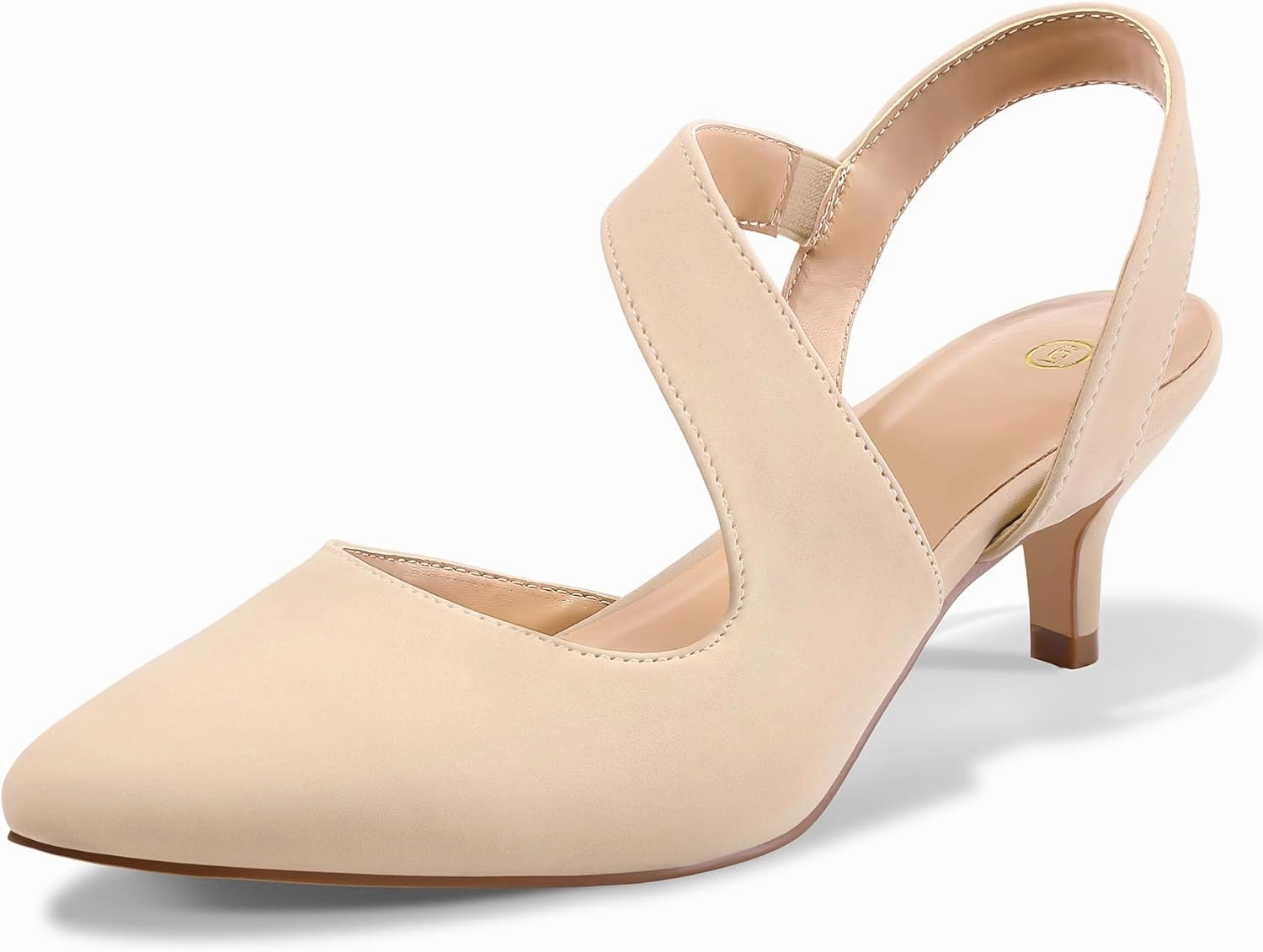 mysoft Women's Pumps 2 inch Low Heel Pointed Toe Slingback Wedding Party Dress Shoes