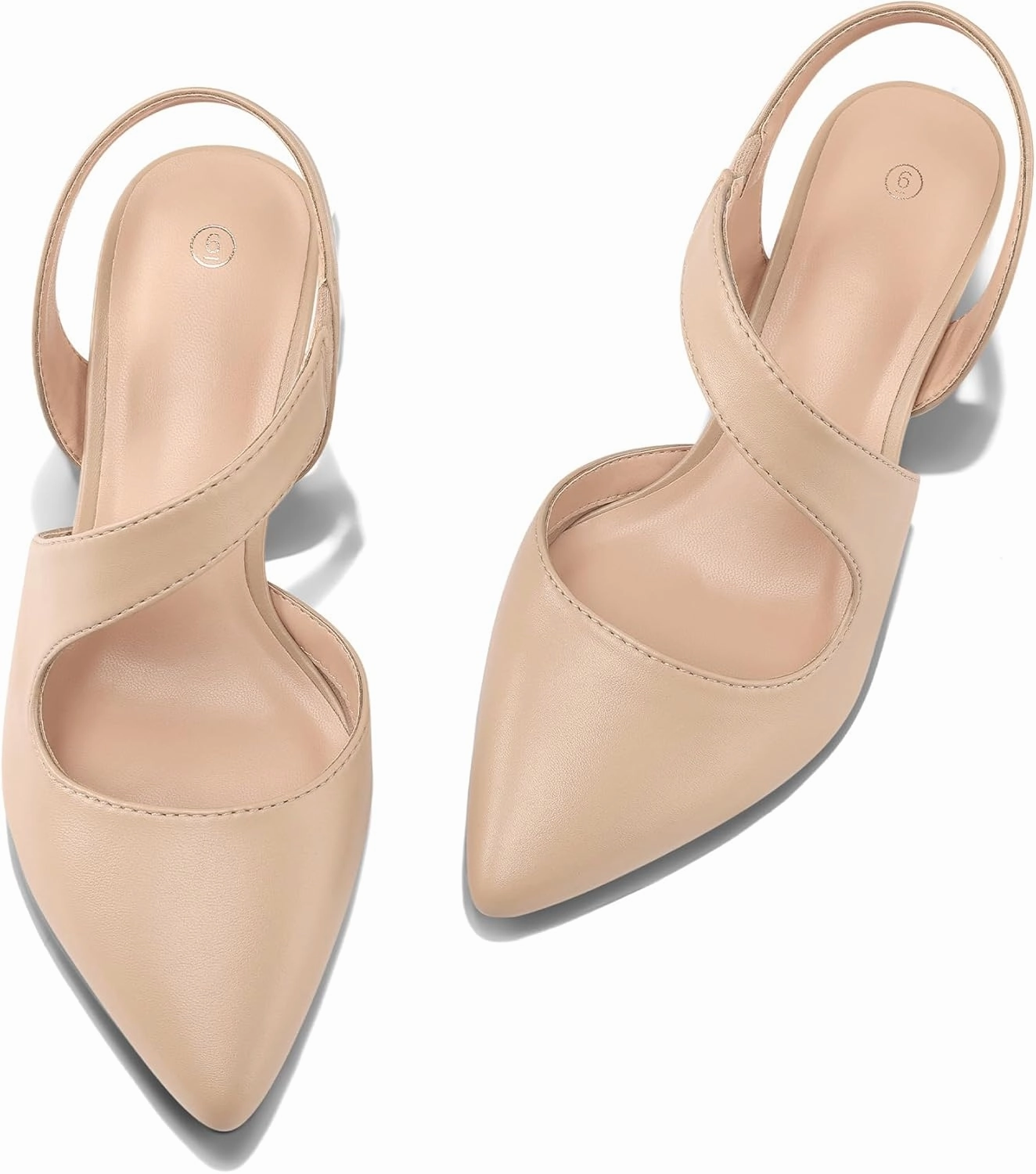 mysoft Women's Pumps 2 inch Low Heel Pointed Toe Slingback Wedding Party Dress Shoes