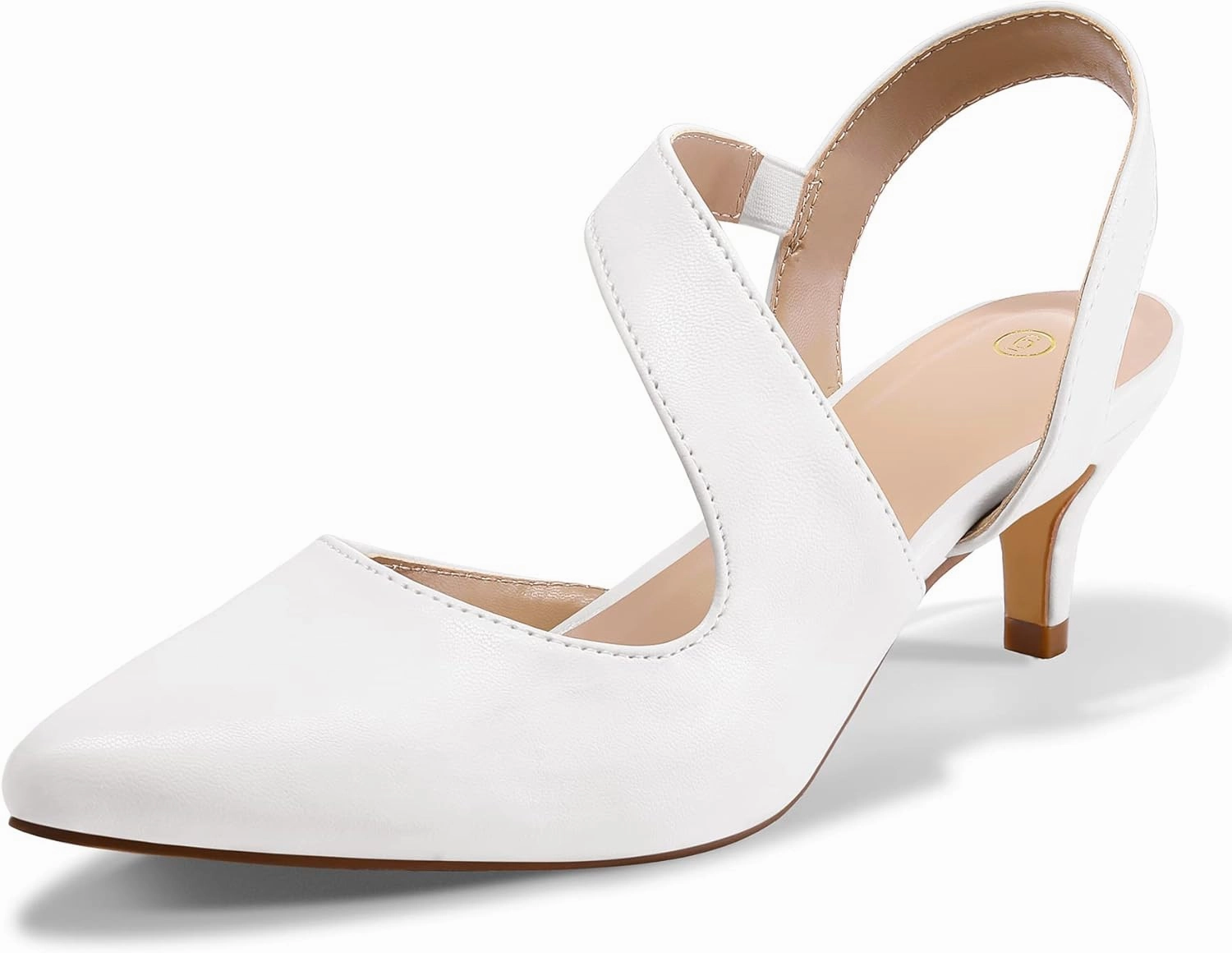 mysoft Women's Pumps 2 inch Low Heel Pointed Toe Slingback Wedding Party Dress Shoes