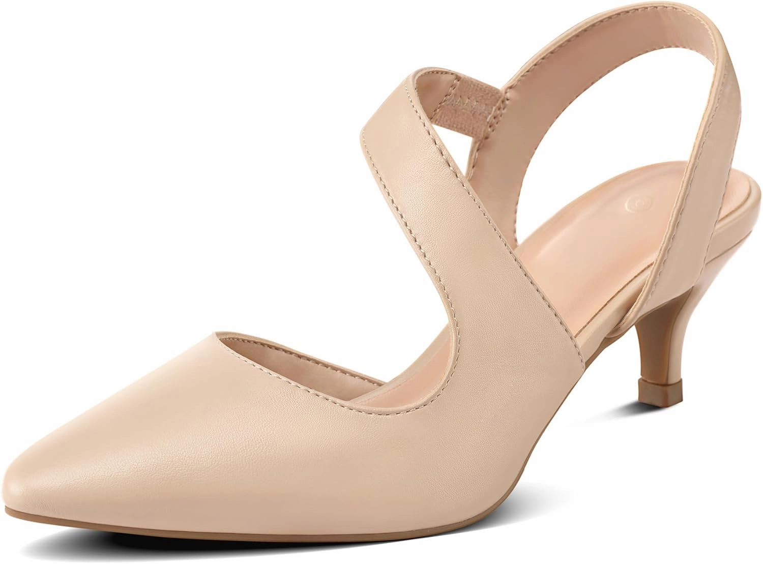 mysoft Women's Pumps 2 inch Low Heel Pointed Toe Slingback Wedding Party Dress Shoes