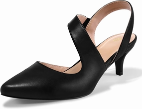 mysoft Women's Pumps 2 inch Low Heel Pointed Toe Slingback Wedding Party Dress Shoes