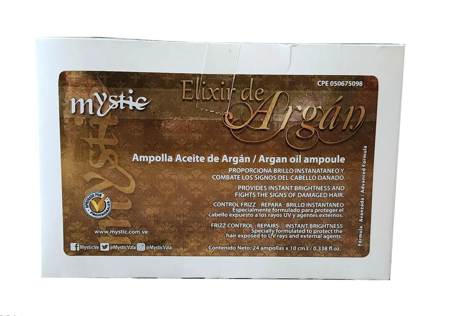 Mystic Argan Oil Ampoule - Strengthen, Hydrate, Repair, Anti-Frizz, Detangle, Liquid Gold From Morocco (Pack of 24, 7.6, Fl Oz)