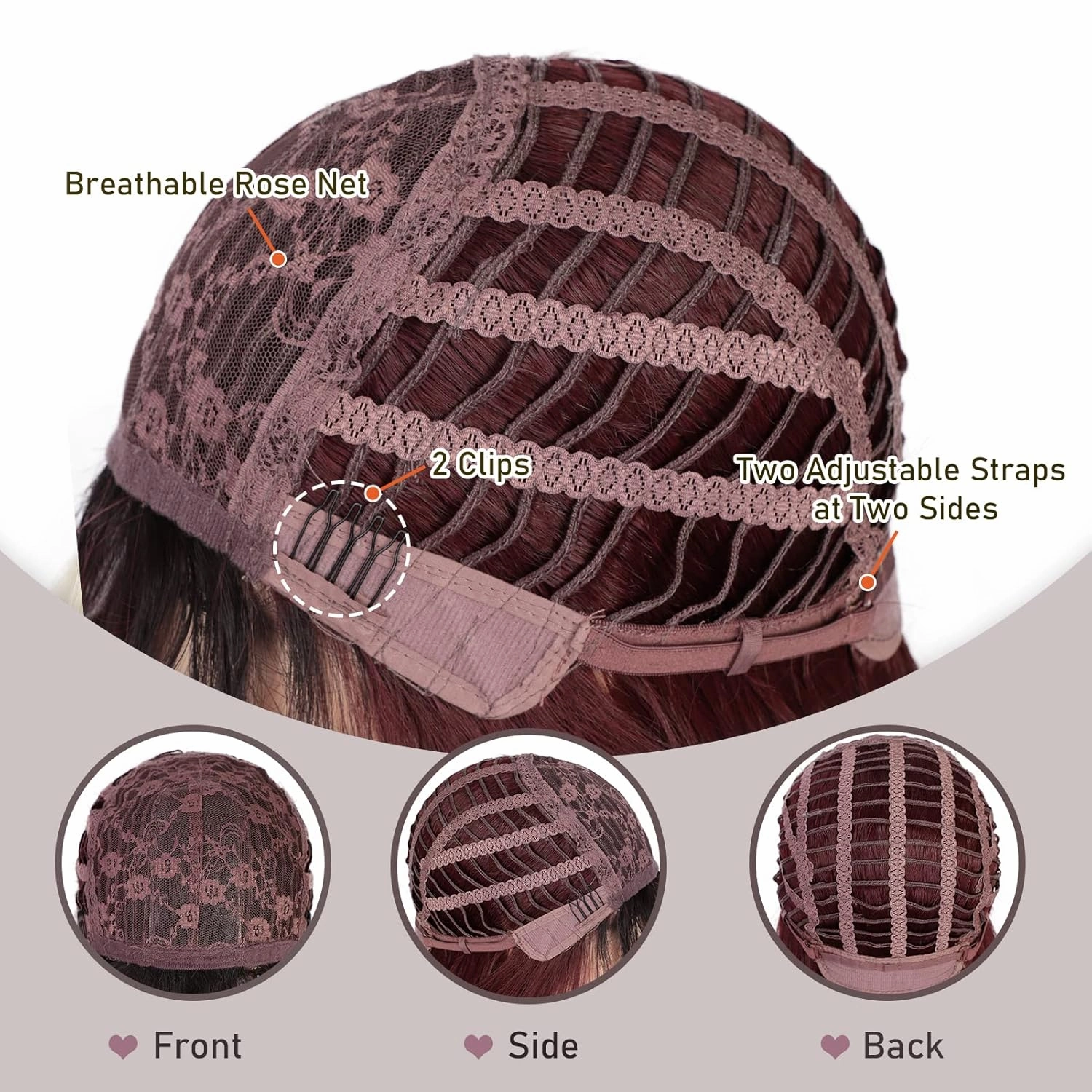 N NAYASA Burgundy Wigs with Bangs Wine Red Ombre Wigs for Women Long Layered Wigs with Dark Roots Synthetic Heat Resistant Wigs for Daily Party Use