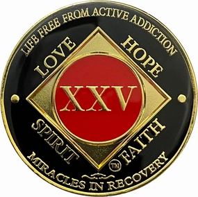 NA 25 Year Gold Color Plated Medallion, Narcotics Anonymous Coin