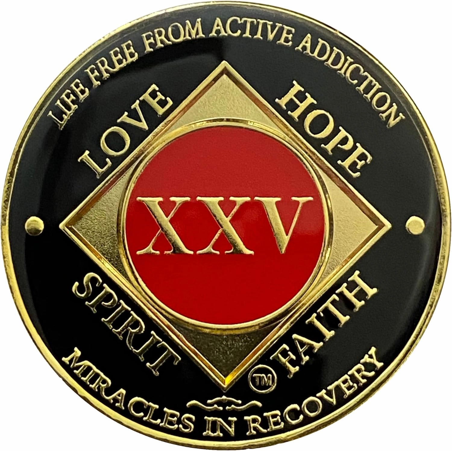 NA 25 Year Gold Color Plated Medallion, Narcotics Anonymous Coin