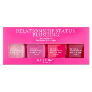 Nails Inc Relationship Status, Blushing Pink Nail Polish, Mother’s Day Gift For Mom, Long Wearing, High Shine, Rouge, Neon Pink & Rich Berry, Full Coverage, Chip Resistant, Air Dry, Vegan, 4 Piece Set