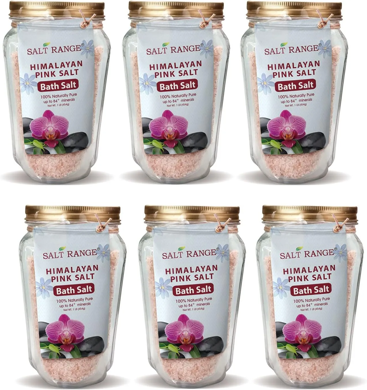 Natural Solution Bath Salt 1lbs Bag Each, 100% Pure Can be Used for Bath, Spa, Shower & Feet, Powerful for Stress Relief, Moisturize Your Skin, Body Soak – Pack of 6, Pink