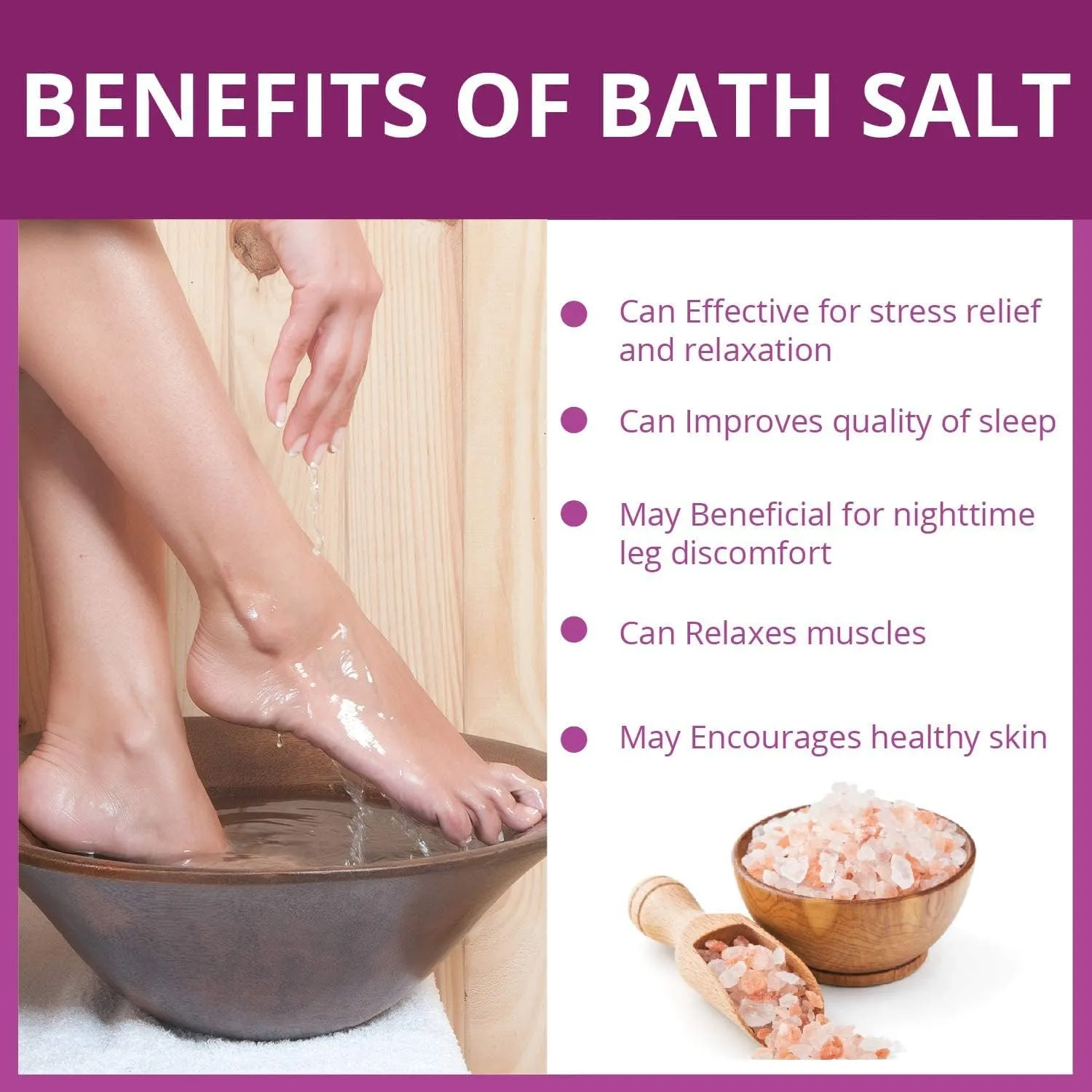 Natural Solution Bath Salt 1lbs Bag Each, 100% Pure Can be Used for Bath, Spa, Shower & Feet, Powerful for Stress Relief, Moisturize Your Skin, Body Soak – Pack of 6, Pink