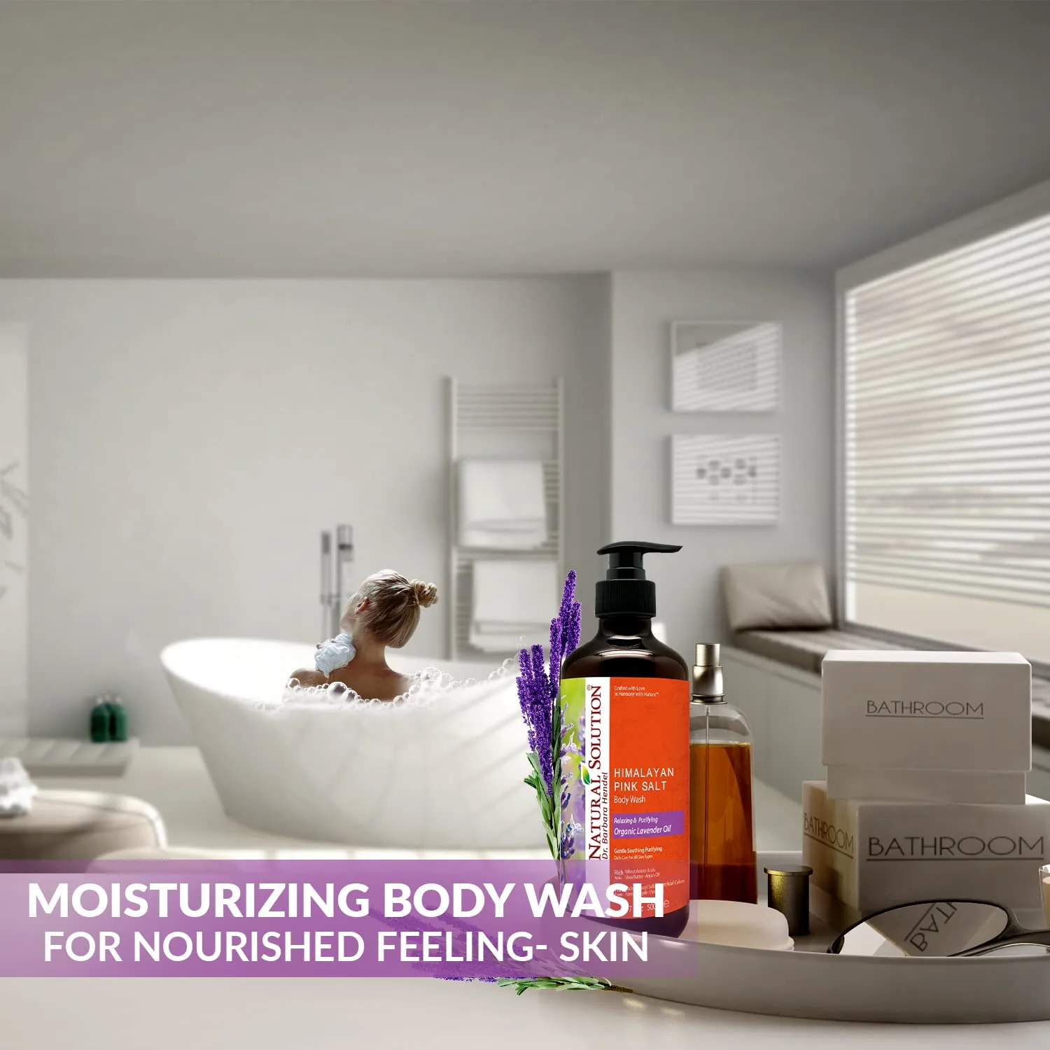 Natural Solution Body Wash, Made With Himalayan Pink Salt & Organic Lavender Oil, Purifying and Transforms The Even Driest Skin in Just One Shower, 17 fl oz (6 Count)
