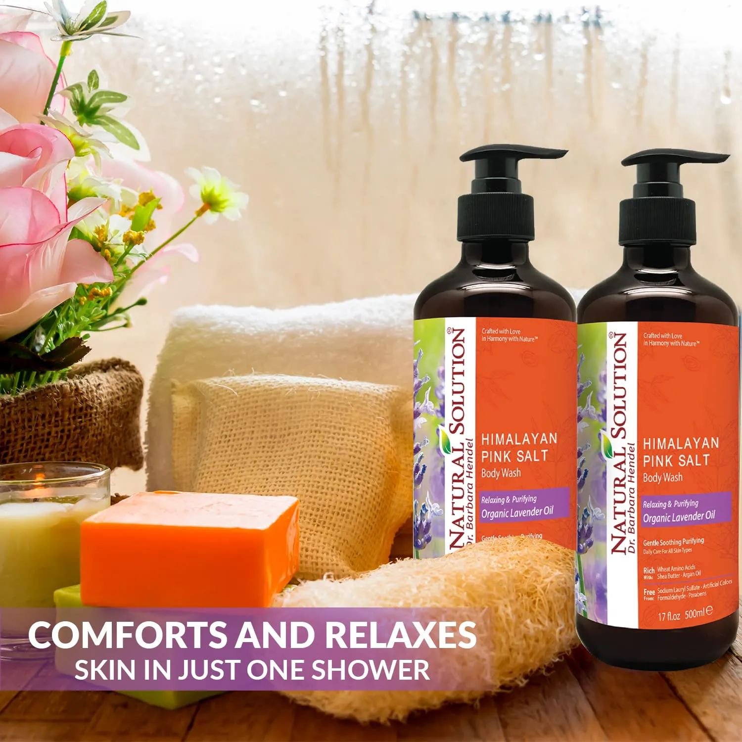 Natural Solution Body Wash, Made With Himalayan Pink Salt & Organic Lavender Oil, Purifying and Transforms The Even Driest Skin in Just One Shower, 17 fl oz (6 Count)
