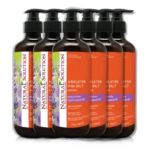 Natural Solution Body Wash, Made With Himalayan Pink Salt & Organic Lavender Oil, Purifying and Transforms The Even Driest Skin in Just One Shower, 17 fl oz (6 Count)