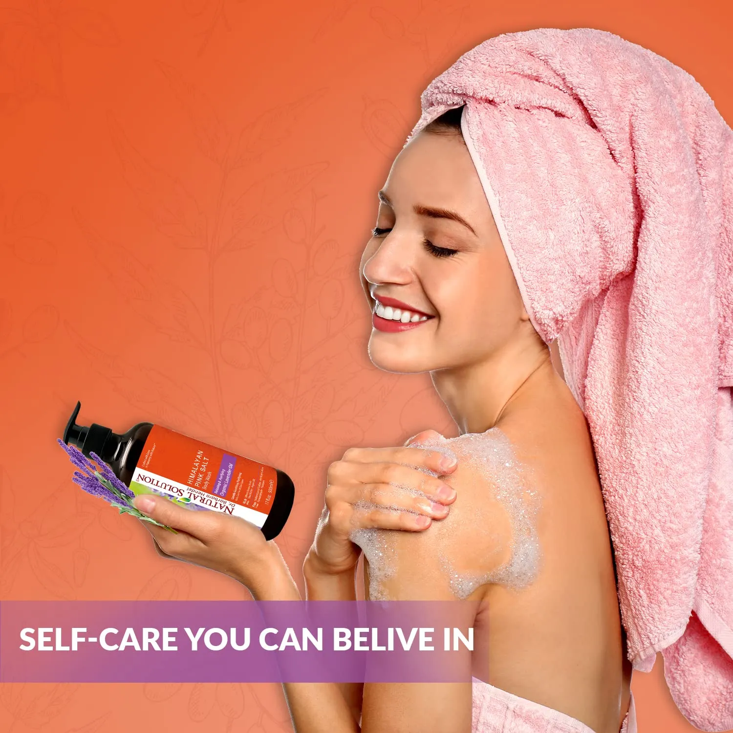 Natural Solution Body Wash, Made With Himalayan Pink Salt & Organic Lavender Oil, Purifying and Transforms The Even Driest Skin in Just One Shower, 17 fl oz (6 Count)