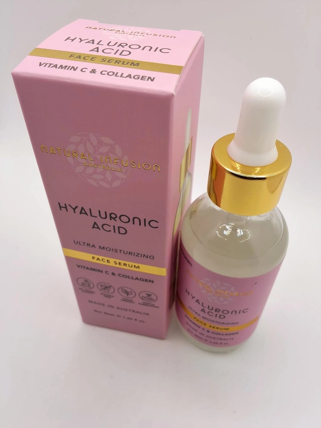 Natural Infusion Hyaluronic Acid Face Serum with Vitamin C & Collagen 1.69 fl.oz./50 mls pack of 2.