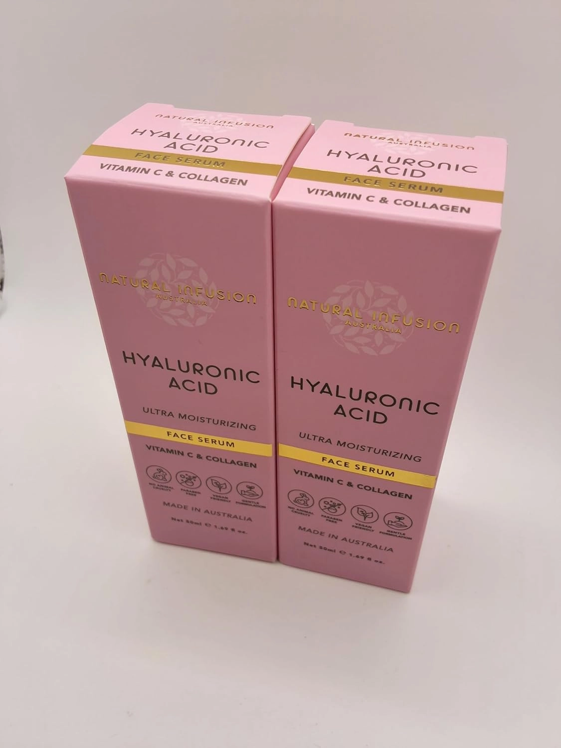Natural Infusion Hyaluronic Acid Face Serum with Vitamin C & Collagen 1.69 fl.oz./50 mls pack of 2.