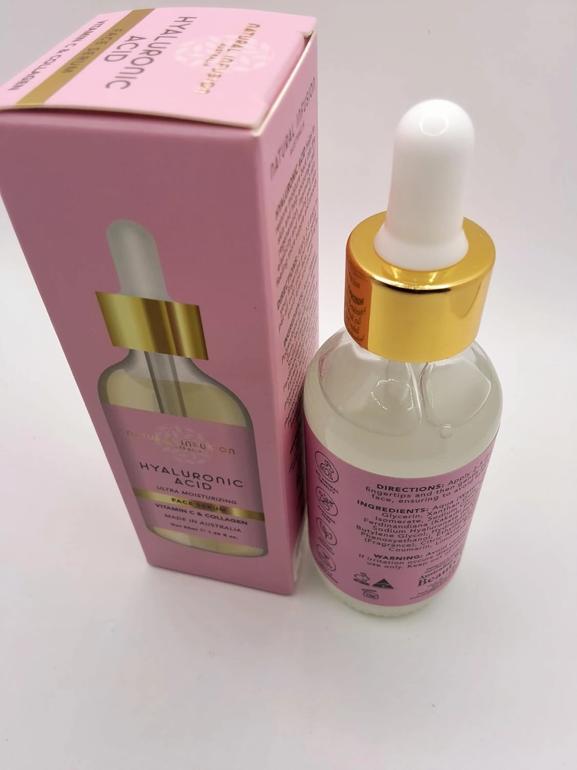 Natural Infusion Hyaluronic Acid Face Serum with Vitamin C & Collagen 1.69 fl.oz./50 mls pack of 2.