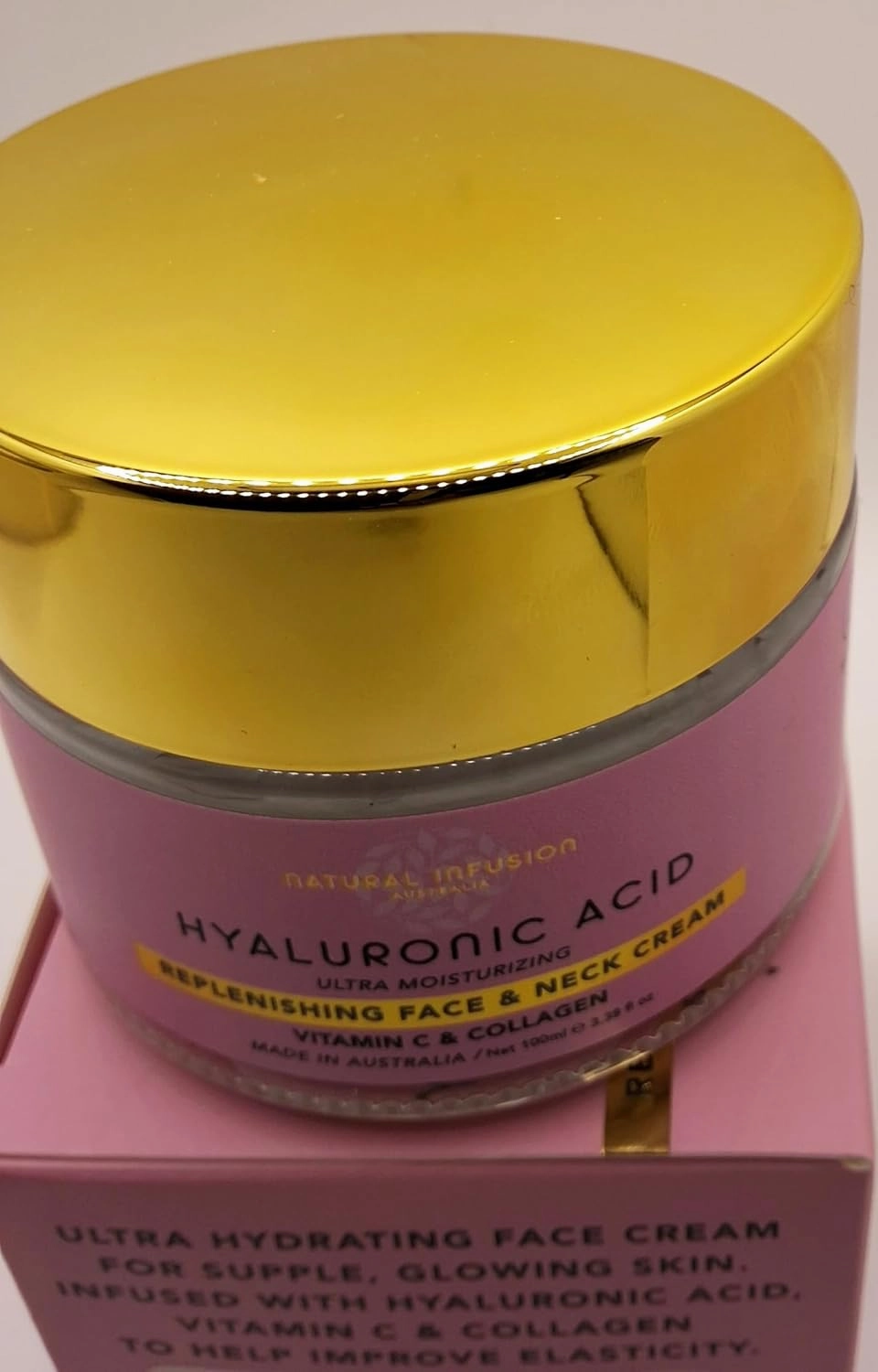 Natural Infusion Hyaluronic Acid ultra Moisturizing Replenishing Face & Neck Cream with Vitamin C & Collagen 3.38 fl.oz.