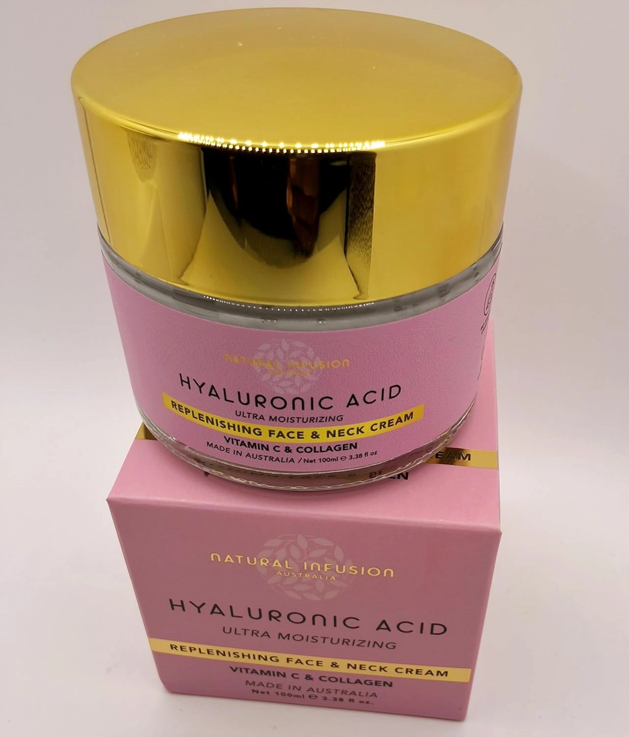 Natural Infusion Hyaluronic Acid ultra Moisturizing Replenishing Face & Neck Cream with Vitamin C & Collagen 3.38 fl.oz.