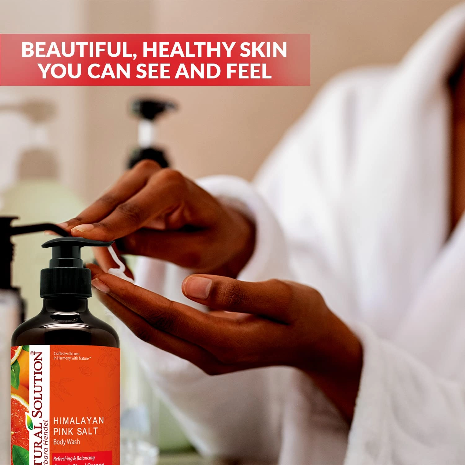 Natural Solution Body Wash 17 fl oz/Each, Revitalizes & Refreshing Your Skin, Formulated with Organic Blood Orange Extracts with Himalayan Pink Salt – Pack of 6