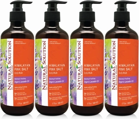 Natural Solution Moisturizing Shower Gel, Purifying & Nourishing with Organic Lavender Oil, for All Skin Types Himalayan Pink Salt Body Wash, 500 ml Each, Pack of 4