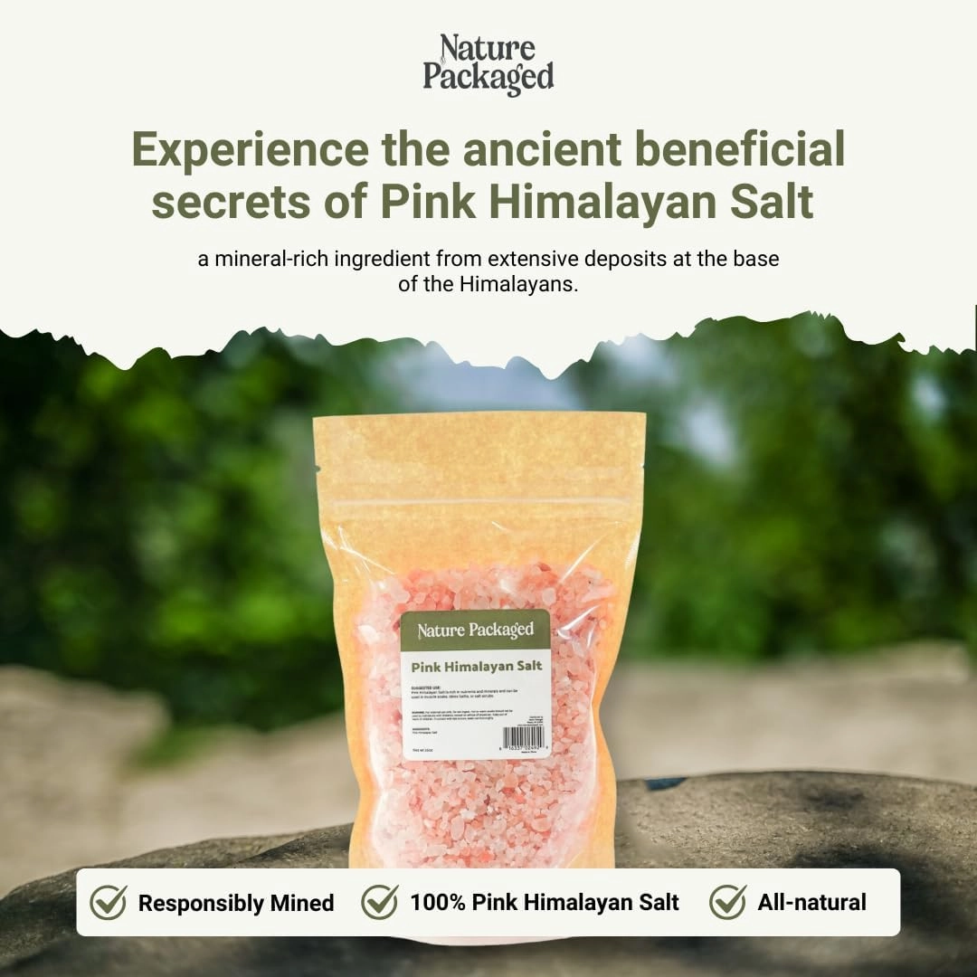 Nature Packaged Pink Himalayan Salt (16oz) - Direct from The Himalayan Mountains - Pure Coarse Grain Organic Salt for Body Scrubs, Adding to Baths, and Foot Soaking 2 Pack