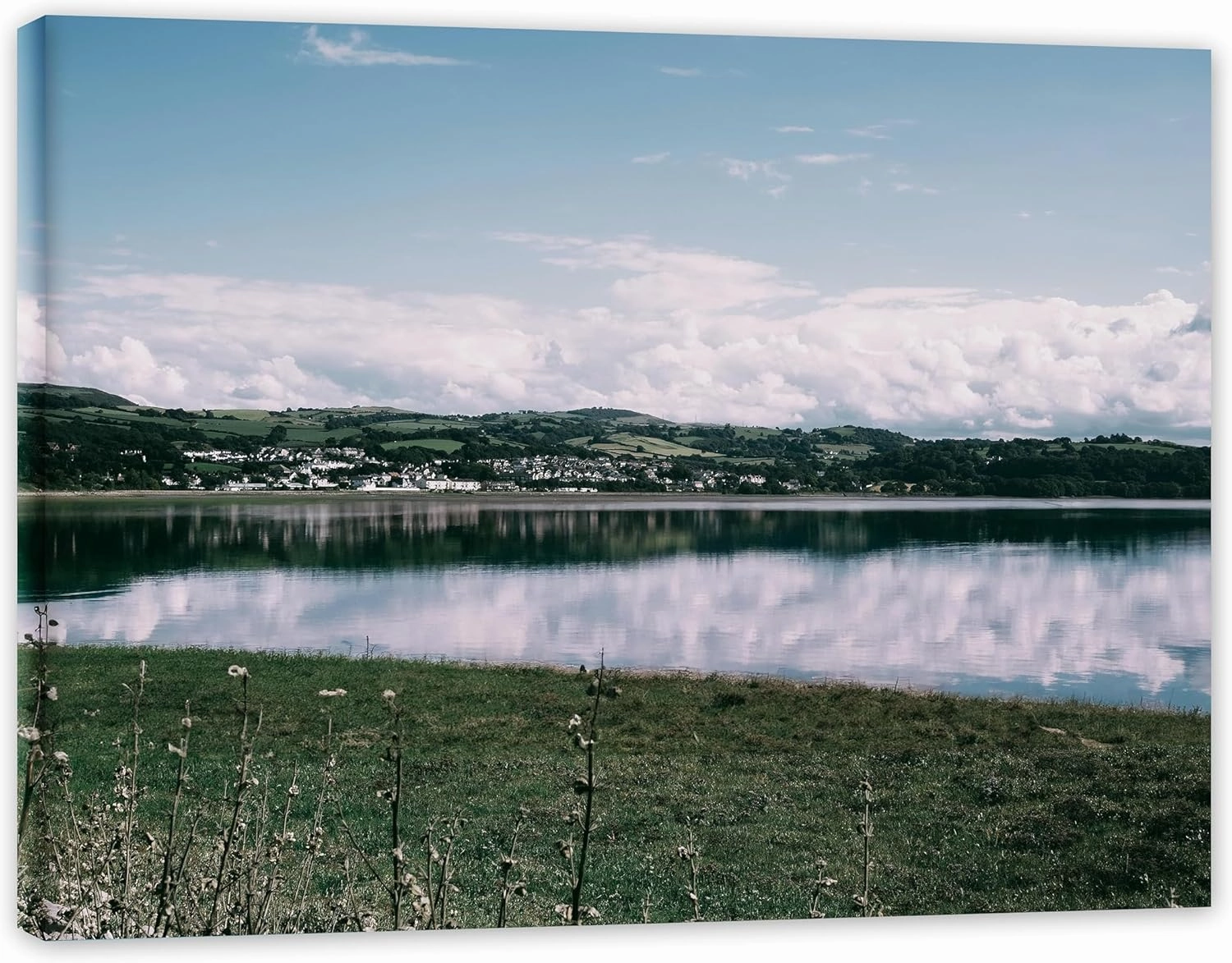 NHLDZYH Mountain Lake Canvas Wall Art-Nature Pictures Painting-Artwork Landscape Nature Pictures for Office Home Wall Decor (Lake Prairie Sky Scenery 01) 40x50cm-15.8x19.7in Inner Frame