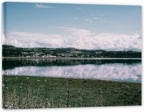 NHLDZYH Mountain Lake Canvas Wall Art-Nature Pictures Painting-Artwork Landscape Nature Pictures for Office Home Wall Decor (Lake Prairie Sky Scenery 01) 40x50cm-15.8x19.7in Inner Frame