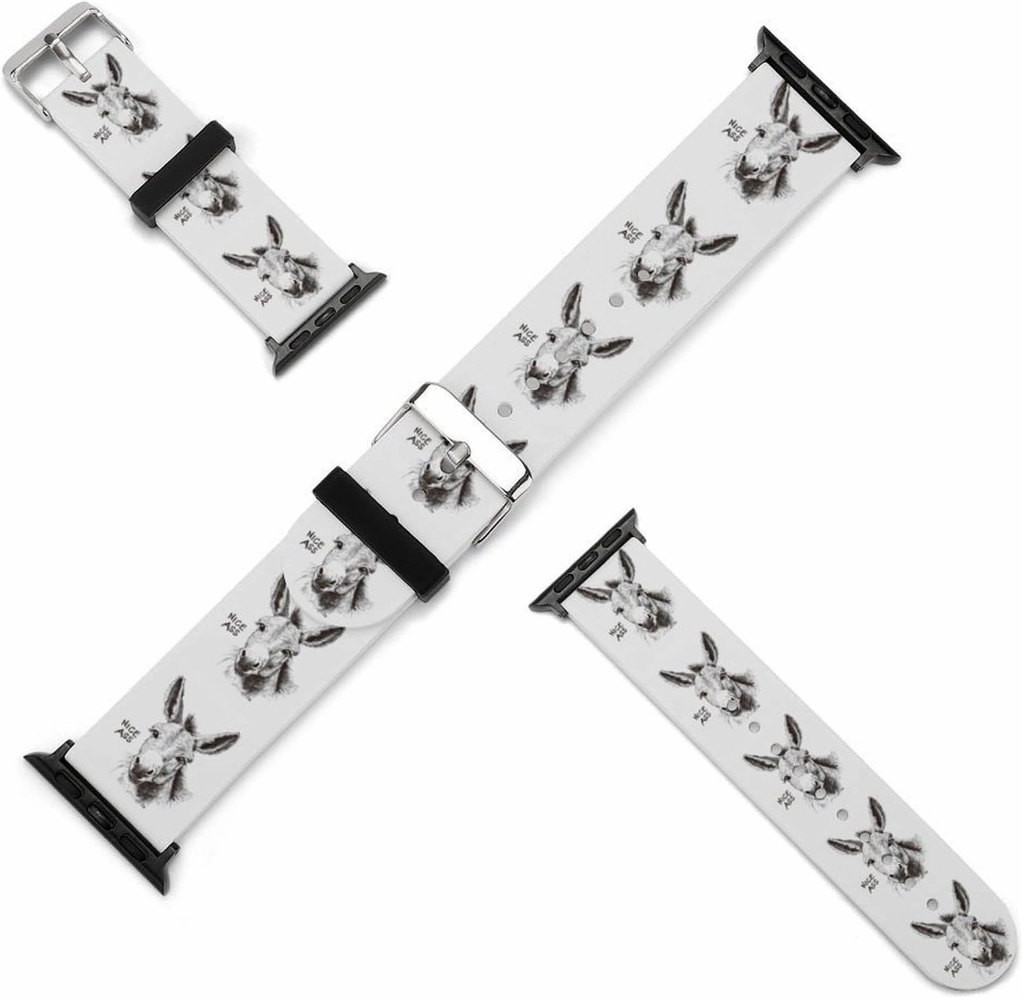 Nice Ass Funny Donkey Adjustable Silicone Watchband Compatible with IWatch Classic Soft Sports Watch Strap for Men Women