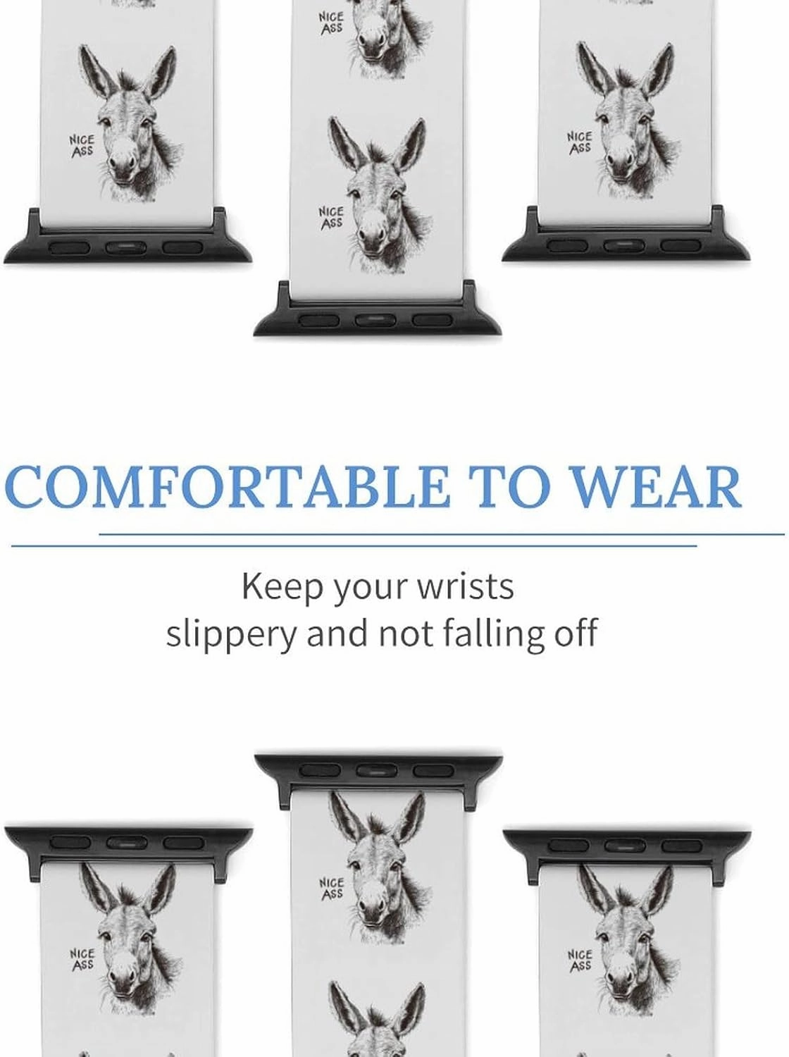Nice Ass Funny Donkey Adjustable Silicone Watchband Compatible with IWatch Classic Soft Sports Watch Strap for Men Women