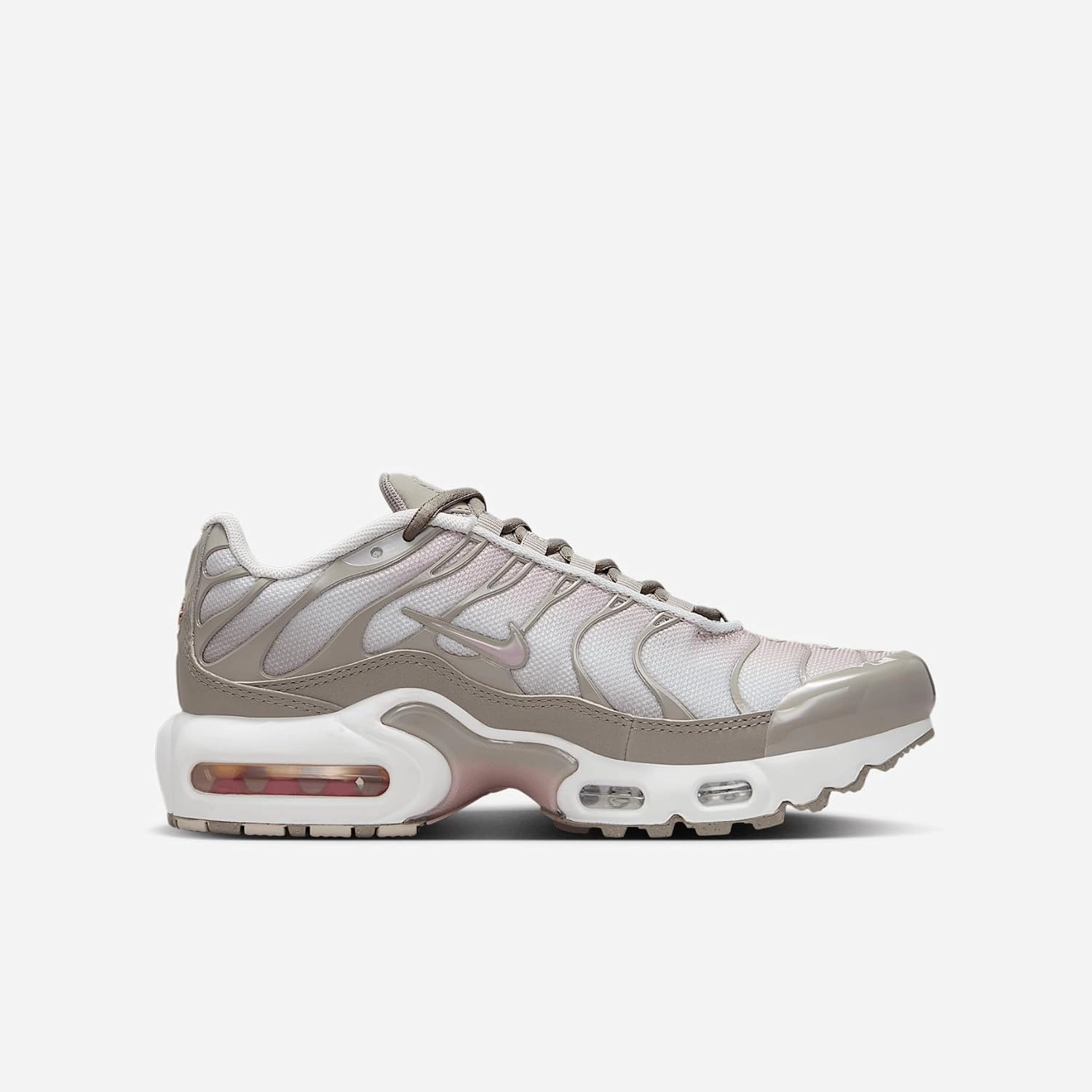 Nike Air Max Plus Big Kids' Shoes (CD0609-035, Photon Dust/Enigma Stone/White/Particle Rose)