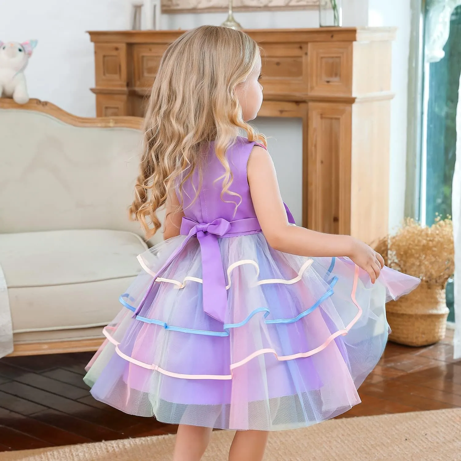 NNJXD Flower Girl Dress Kids Ruffles Lace Party Wedding Dresses