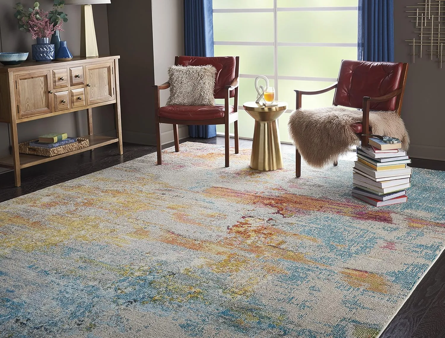 Nourison Celestial Modern Abstract Sealife 7' x 10' Area Rug, Easy Clean, Non Shedding, Bed Room, Living Room, Dining Room, Kitchen (7x10)