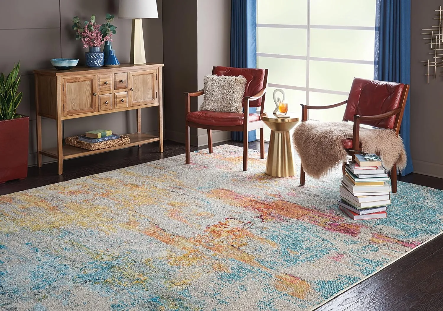 Nourison Celestial Modern Abstract Sealife 7' x 10' Area Rug, Easy Clean, Non Shedding, Bed Room, Living Room, Dining Room, Kitchen (7x10)