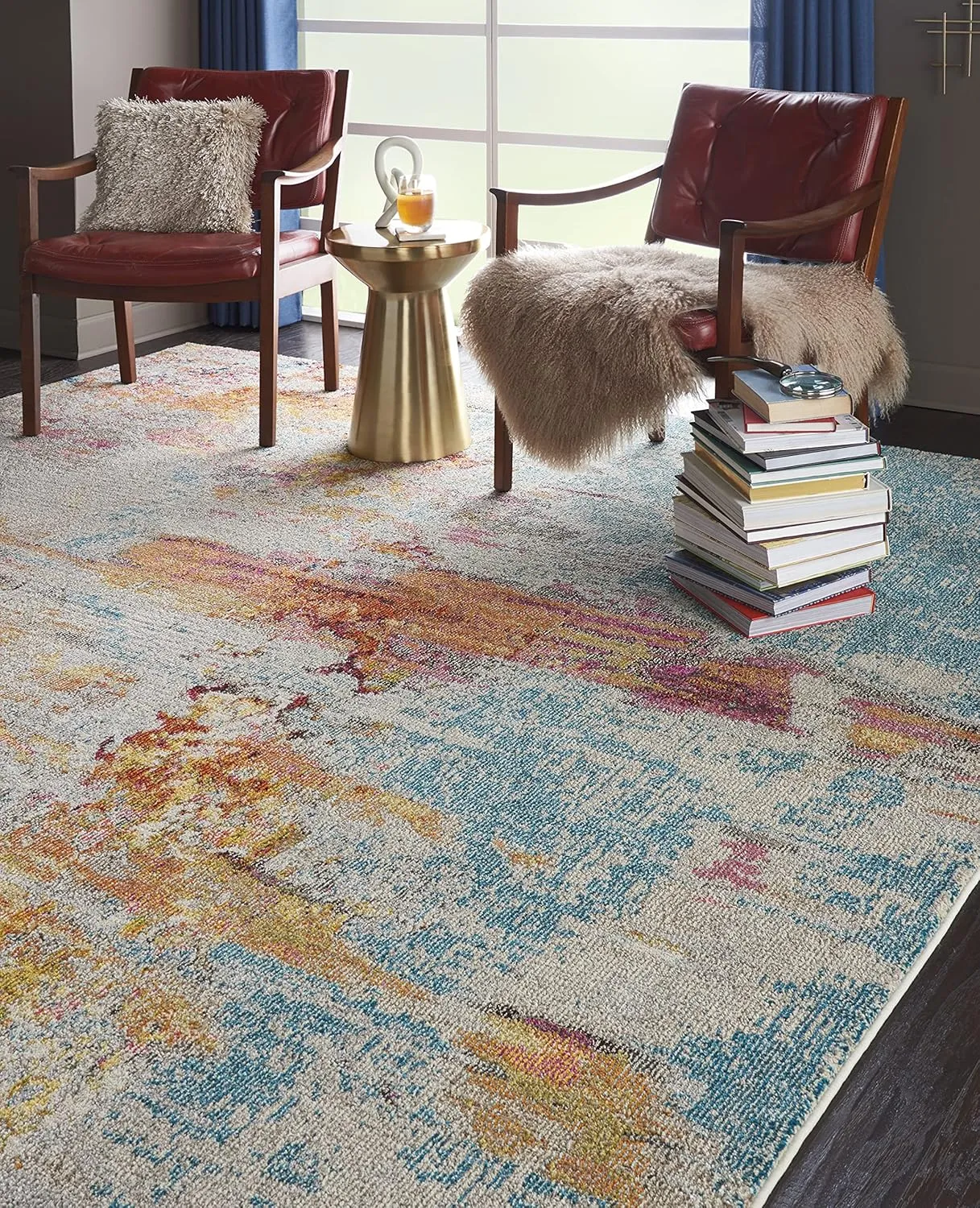 Nourison Celestial Modern Abstract Sealife 7' x 10' Area Rug, Easy Clean, Non Shedding, Bed Room, Living Room, Dining Room, Kitchen (7x10)