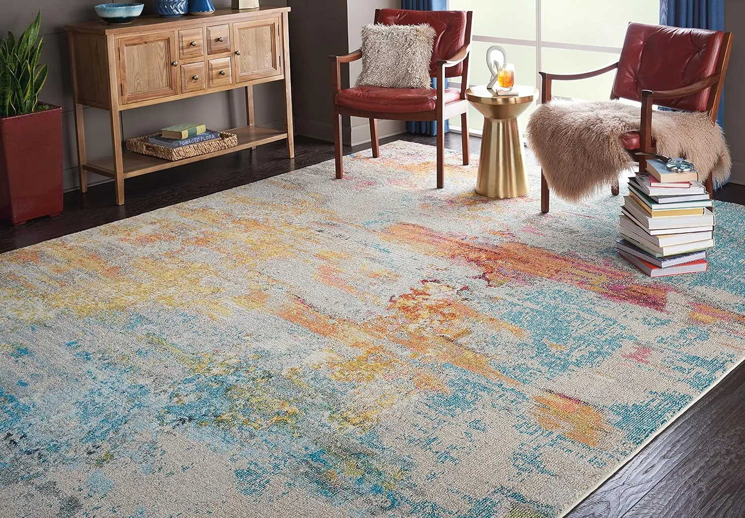 Nourison Celestial Modern Abstract Sealife 7' x 10' Area Rug, Easy Clean, Non Shedding, Bed Room, Living Room, Dining Room, Kitchen (7x10)
