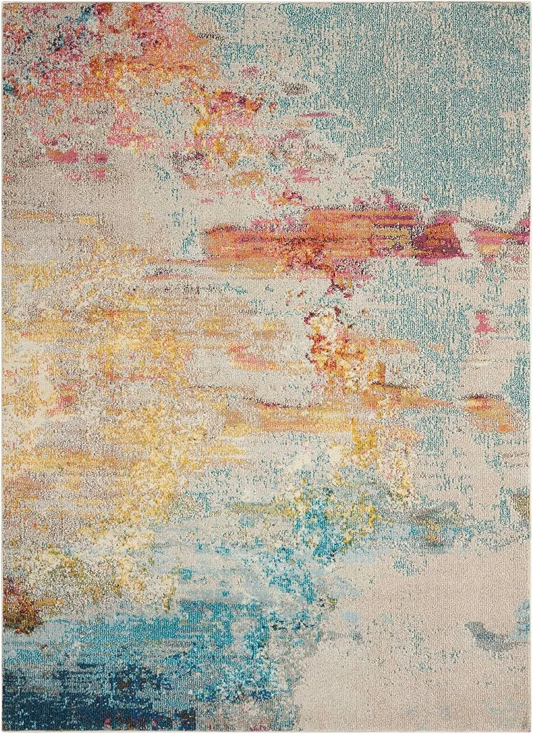 Nourison Celestial Modern Abstract Sealife 7'10'' x 10'6'' Area-Rug, Easy-Cleaning, Non Shedding, Bed Room, Living Room, Dining Room, Kitchen (8x10)