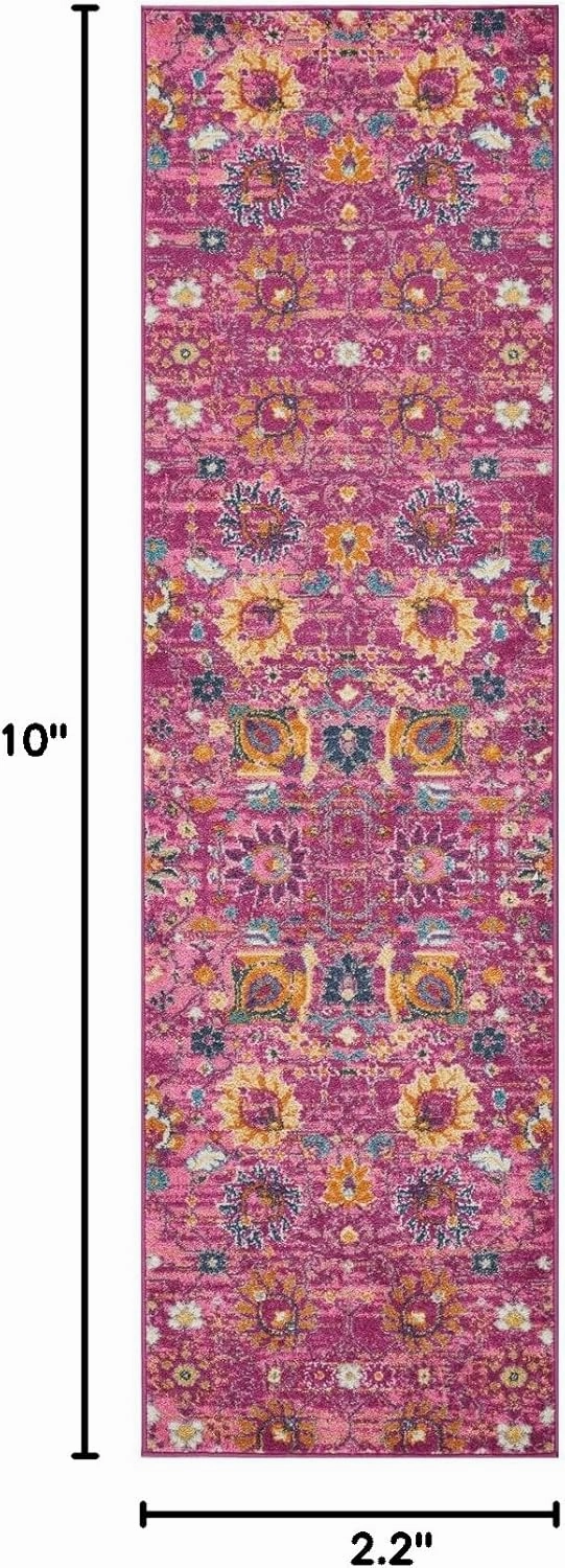 Nourison Passion Fuchsia 2'2" x 10' Area -Rug, Boho, Moroccan, Bed Room, Living Room, Dining Room, Kitchen, Easy -Cleaning, Non Shedding, (10' Runner)
