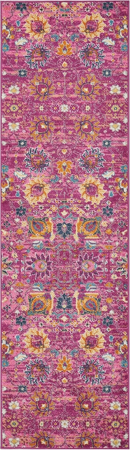 Nourison Passion Fuchsia 2'2" x 10' Area -Rug, Boho, Moroccan, Bed Room, Living Room, Dining Room, Kitchen, Easy -Cleaning, Non Shedding, (10' Runner)