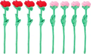 NUOBESTY 8Pcs Plush Rose Flower Girl Present Soft Flower Toys Bulk Stuffed Animals for Kids Stuffed Rose Flower Home Flower Bouquet Decor a Rose Toy Fake Filler Baby Fabric Crystal Plush Sofa