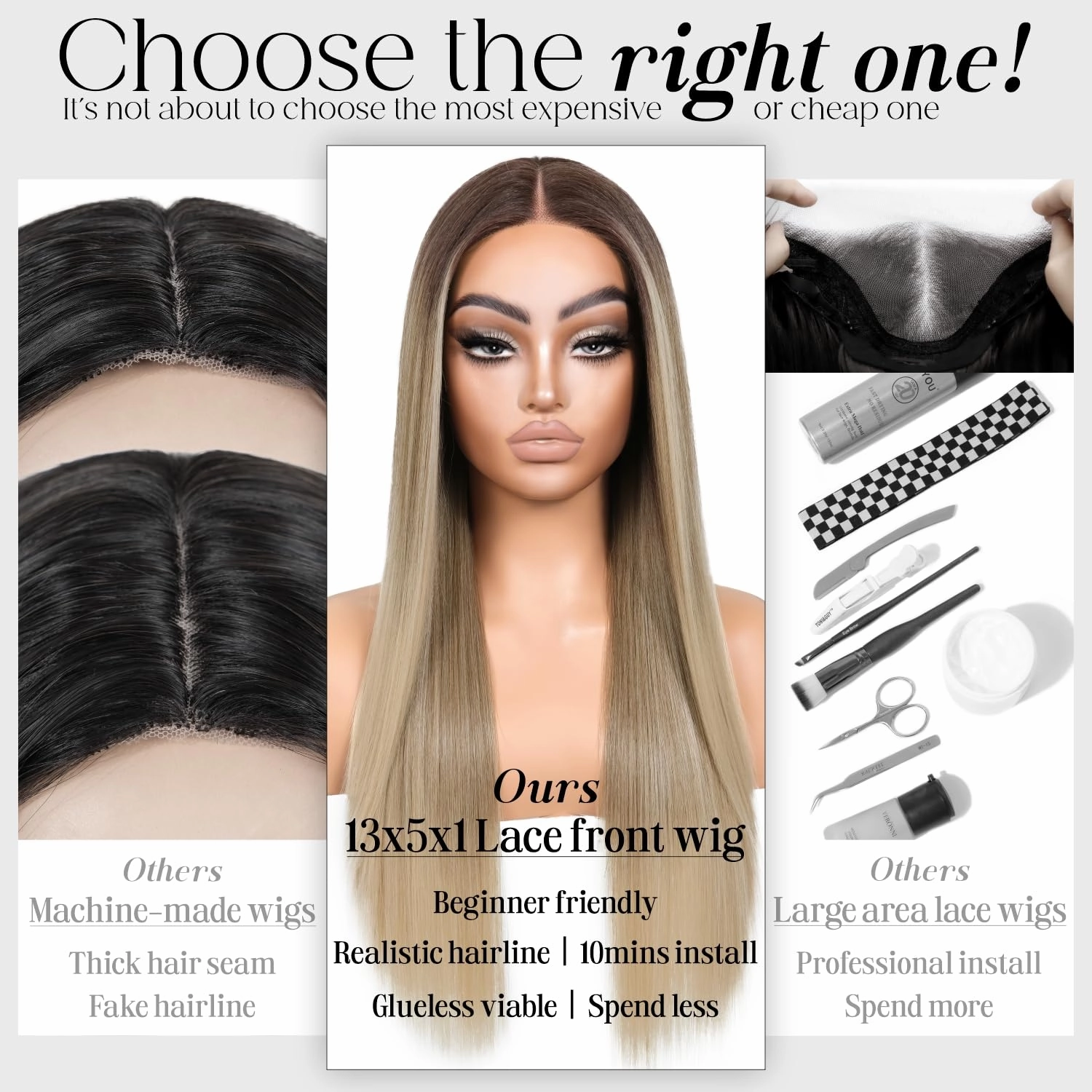 Ombre Blonde Lace Front Wig for Women Synthetic Lace Straight Wigs PrePlucked Ready to Wear Glueless Wig 13X5X1 Lace Wig Dirty Blonde 26inch