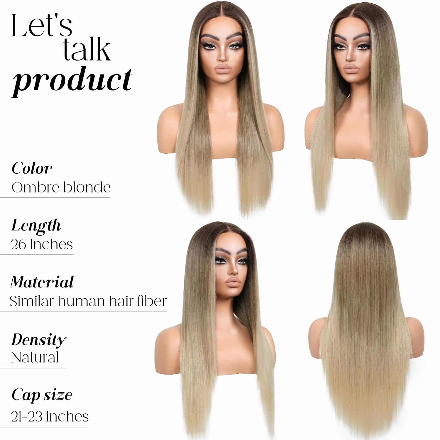 Ombre Blonde Lace Front Wig for Women Synthetic Lace Straight Wigs PrePlucked Ready to Wear Glueless Wig 13X5X1 Lace Wig Dirty Blonde 26inch