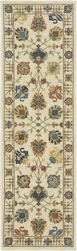 Oriental Weavers Francesca Area Rug - FR01G - 2'3" x 7'6" - in Ivory/Multi - Vintage Inspired, Stain Resistant, Family and Pet Friendly, Entryway, Hallway Runner Rug