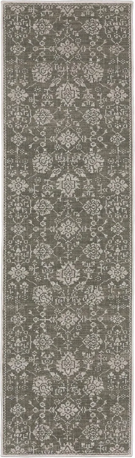 Oriental Weavers Intrigue Area Rug - INT01-2'3" x 7'6" - in Grey/Light Grey - Vintage Inspired, Stain Resistant, Family and Pet Friendly, Entryway, Hallway Runner Rug