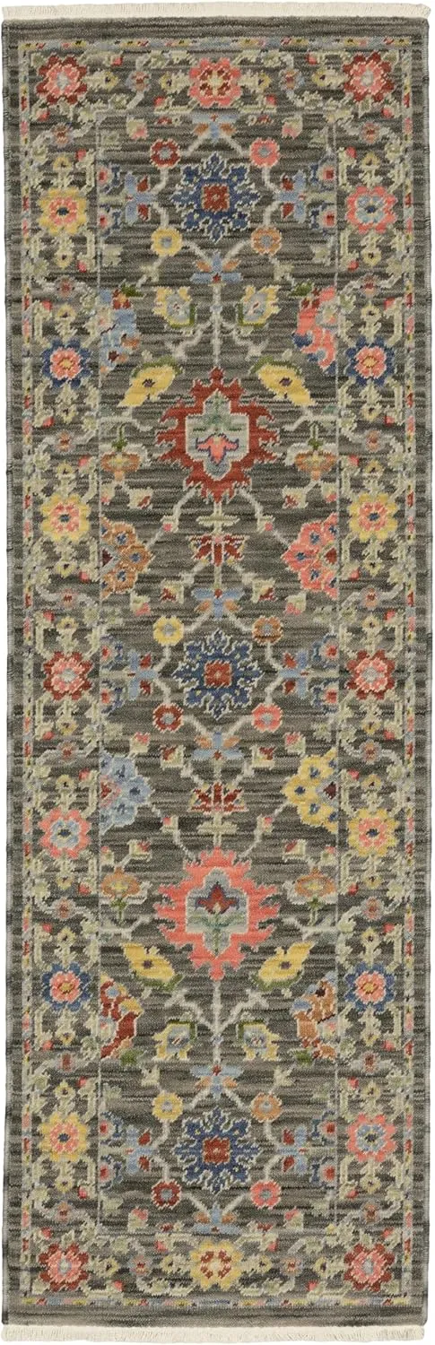 Oriental Weavers Lucca Wool Blend Area Rug - 093K1-2' x 6' - in Grey/Multi - Vintage Inspired, Wool Blend, Entryway, Hallway Runner Rug