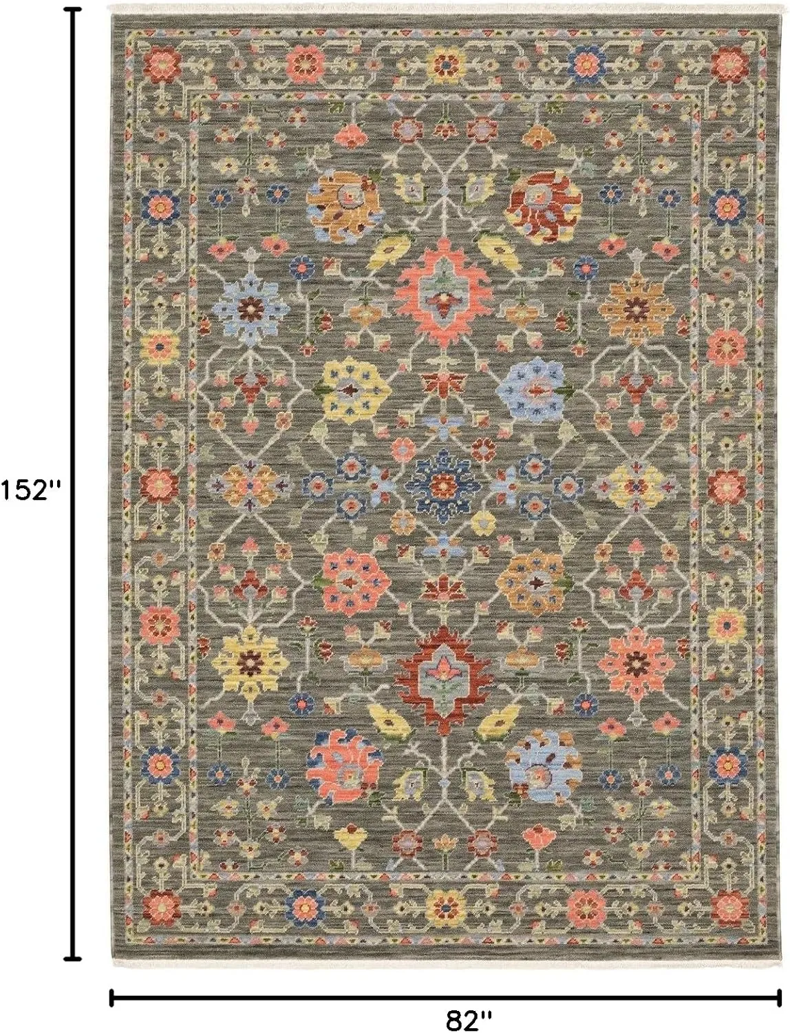 Oriental Weavers Lucca Wool Blend Area Rug - 093K1-2' x 6' - in Grey/Multi - Vintage Inspired, Wool Blend, Entryway, Hallway Runner Rug