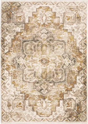 Oriental Weavers Maharaja Area Rug - 661C1-3'3" x 5' - in Gold/Ivory - Vintage Inspired, Stain Resistant, Family and Pet Friendly, Entrway, Bedroom Rug