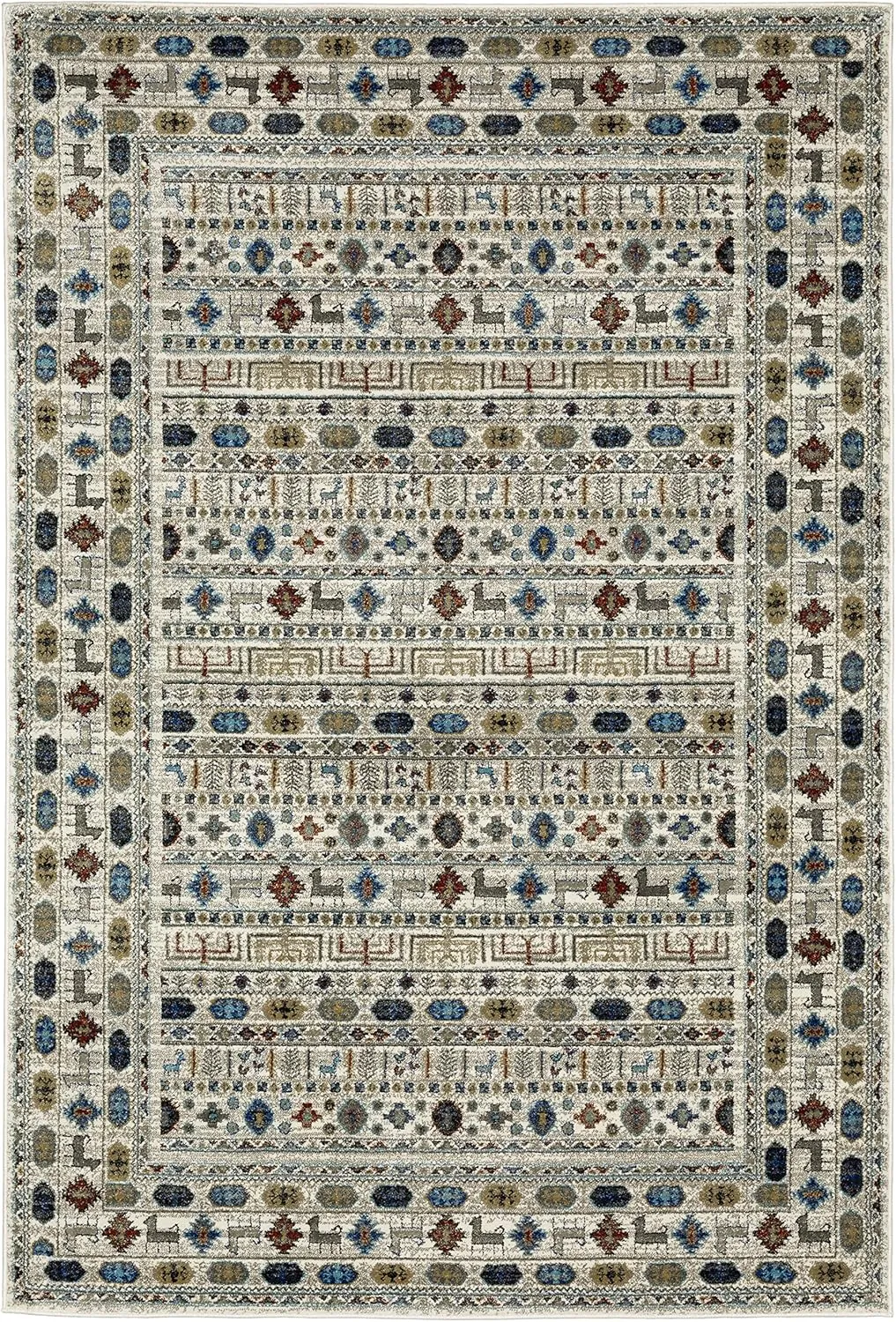 Oriental Weavers Venice Area Rug - 248W8-3'10" x 5'5" - in Ivory/Multi - Vintage Bohemian Style, Stain Resistant, Family and Pet Friendly, Entrway, Bedroom Rug