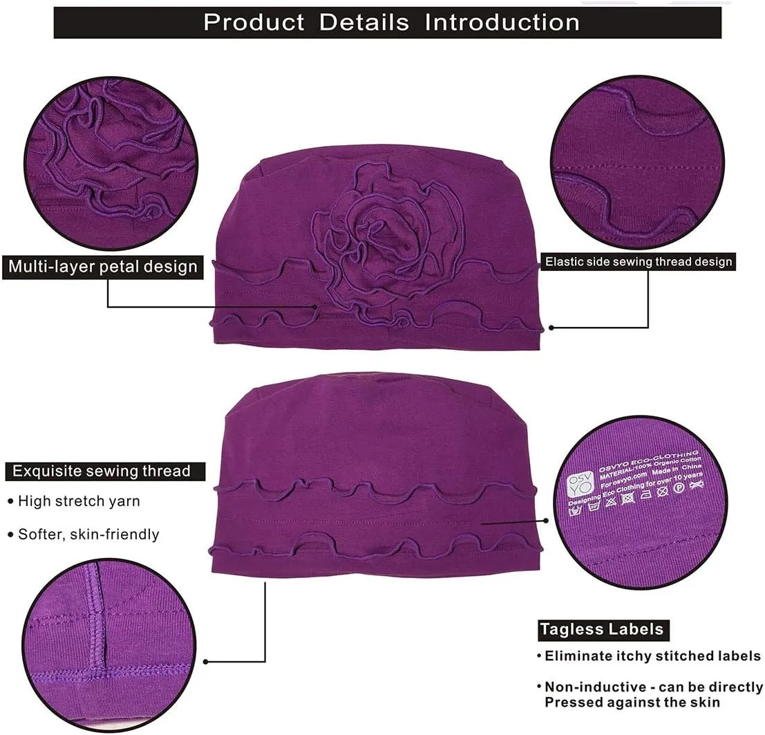 osvyo Cotton Chemo Headwear Turban Cap for Women - Soft Elastic Beanie Hair Loss Sealed Packaging