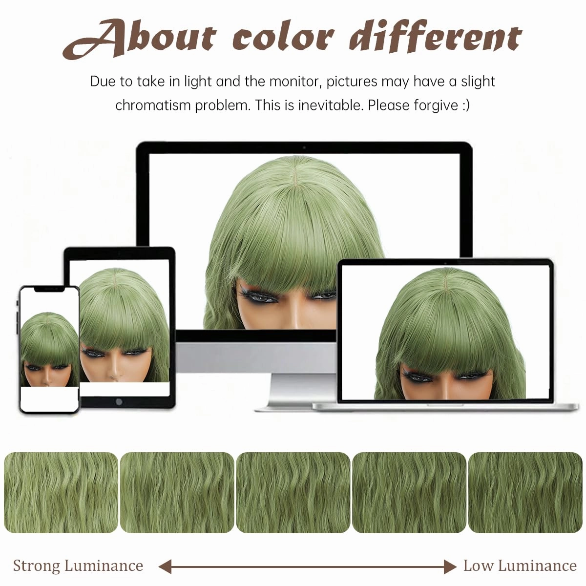Patrick‘s Dauy Green Wigs Long Wavy Wig with Bangs for Women,Long Green Wig with Bangs,Natural Looking Synthetic Heat Resistant Hair, Wigs for Daily Party and Halloween (40 Inch)